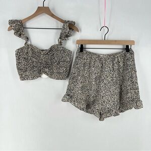 NWTs Storia Black and White High Waist Shorts Set